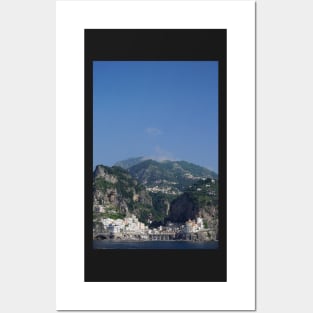 amalfi coast southwestern italy seaside town view from sea Posters and Art